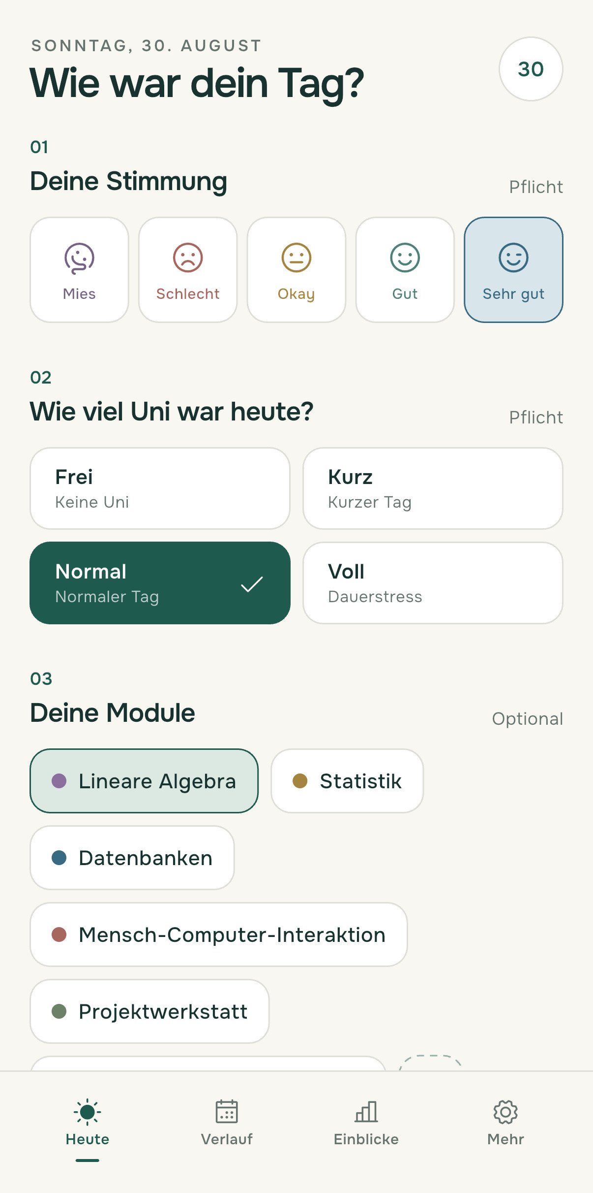 Dein täglicher Check-in